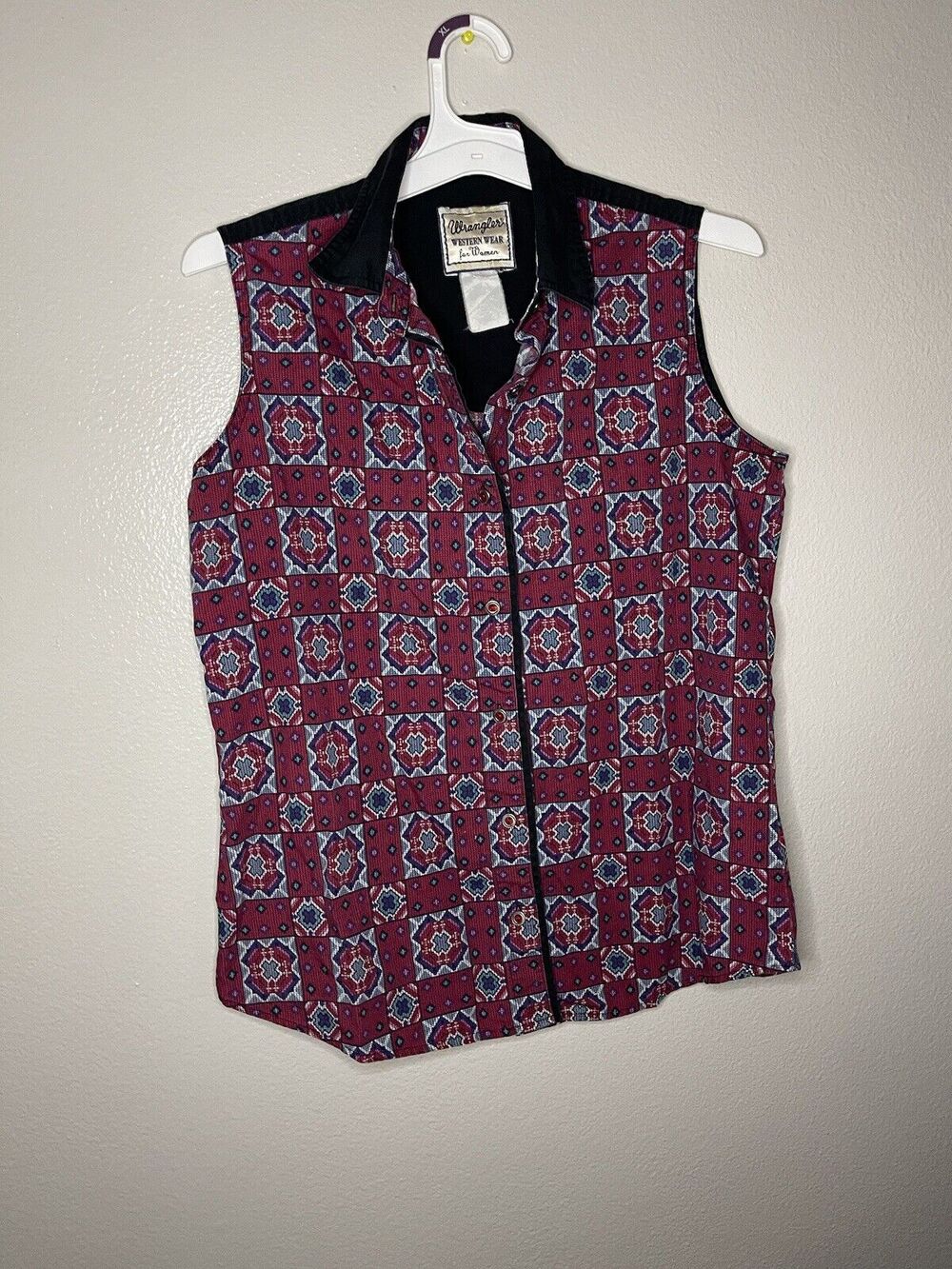 Wrangler Womens Shirt Aztec Button up Western Wear Rodeo VTG Cowgirl Cowboy